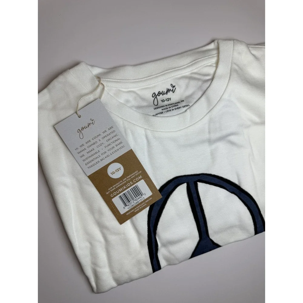 NWT Goumi Kids Peace Tee 10/12 Oversized Unisex Short Sleeve
